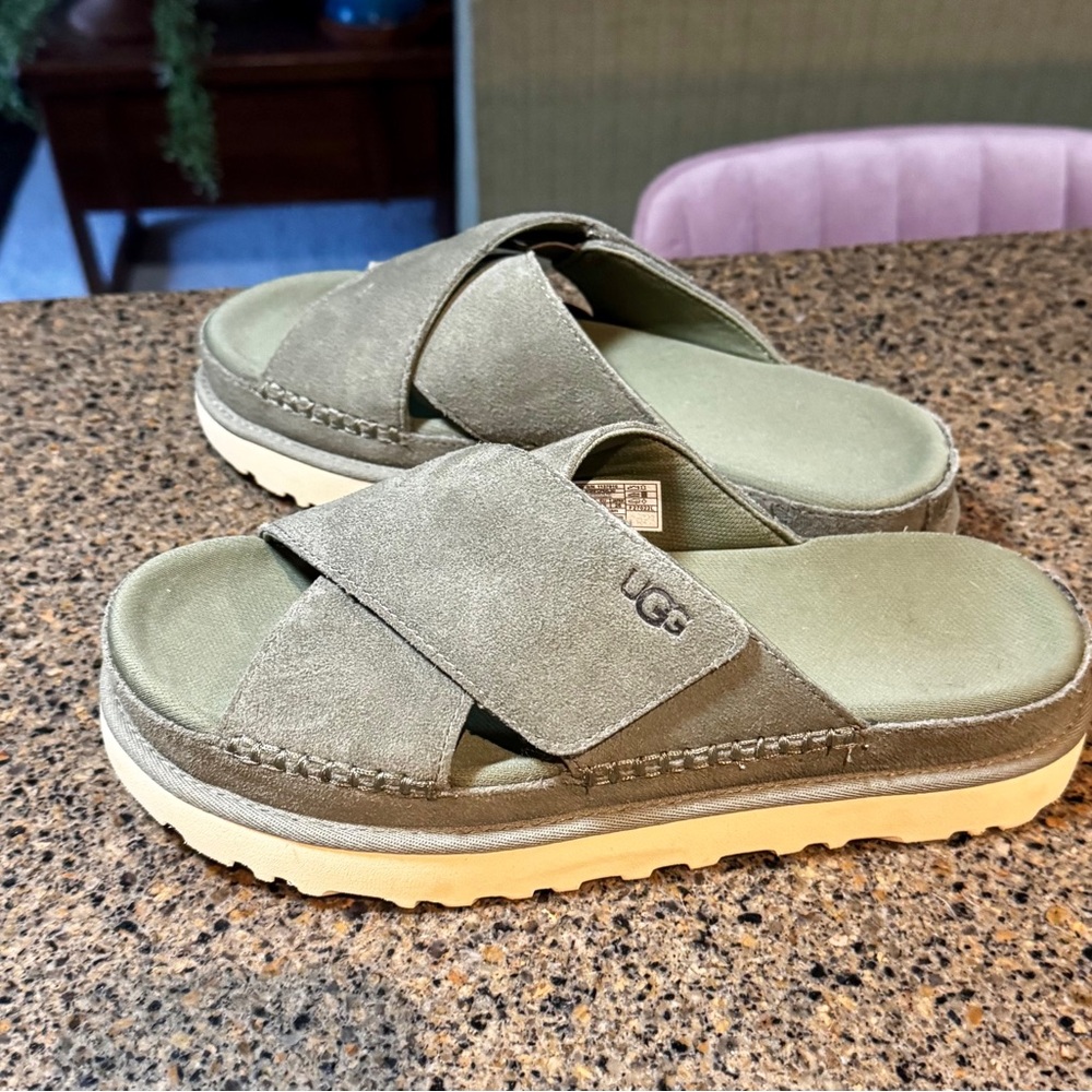 UGG Olive Green Goldenstar Slide Sandals